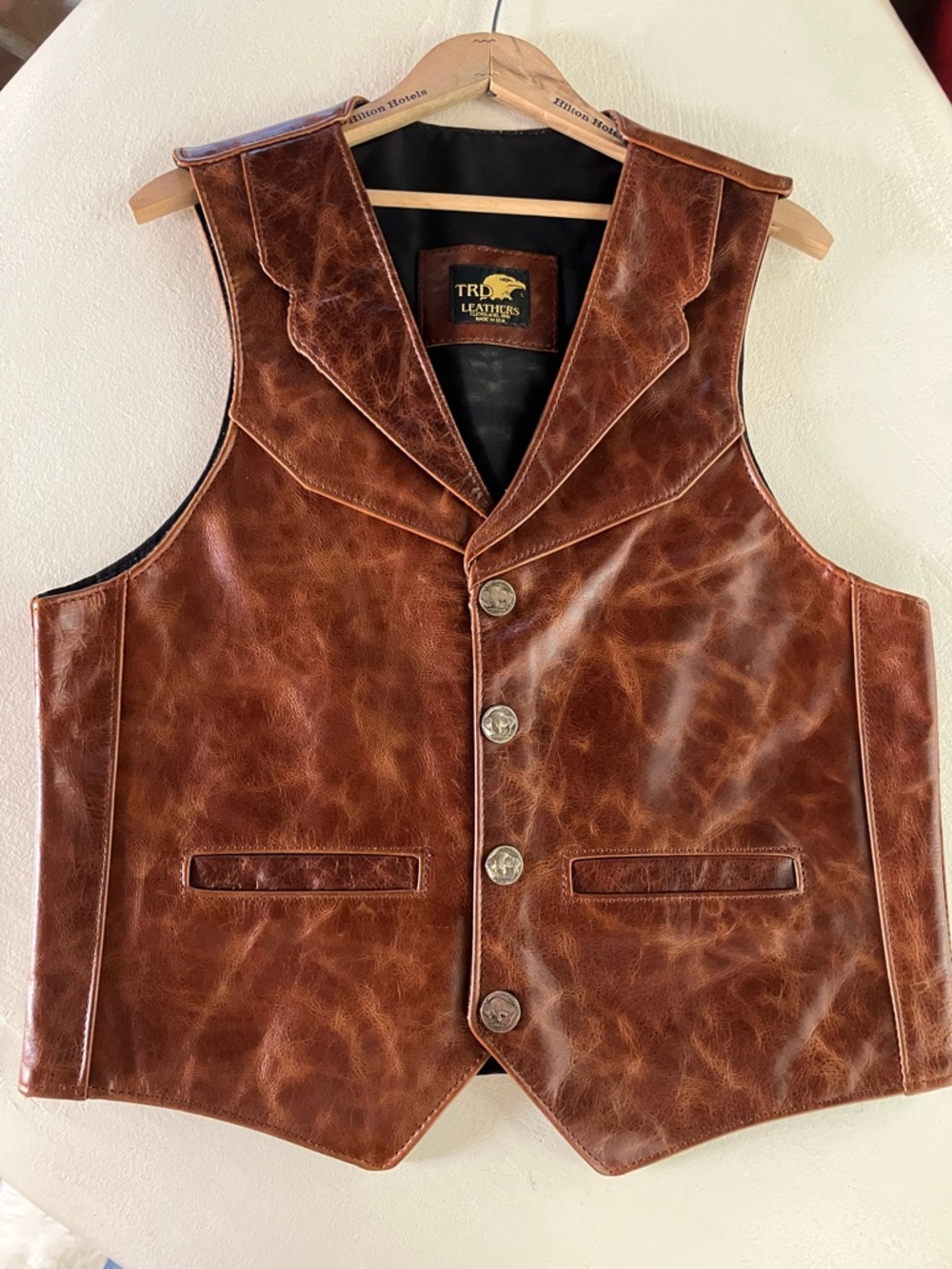 Men’s Brown Distressed Leather Vest